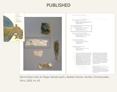 Lot 75 - A CELADON JADE ‘BIRD’ PENDANT, WESTERN ZHOU DYNASTY, 11TH-10TH CENTURY BC