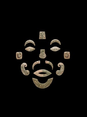 Lot 85 - A RARE GREEN JADE FUNERARY MASK, WESTERN ZHOU DYNASTY, 10TH CENTURY BC