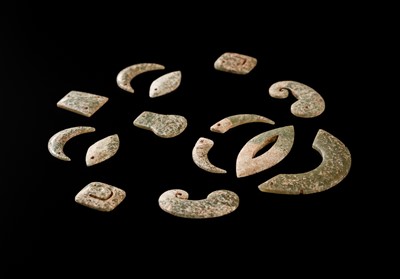 Lot 85 - A RARE GREEN JADE FUNERARY MASK, WESTERN ZHOU DYNASTY, 10TH CENTURY BC