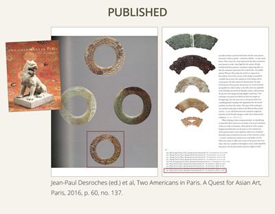 Lot 84 - A SMALL YELLOW JADE ‘DRAGONS’ RING, HUAN, EASTERN ZHOU, SPRING AND AUTUMN PERIOD