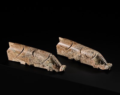 Lot 257 - A PAIR OF BEIGE JADE PIGS, WESTERN HAN PERIOD