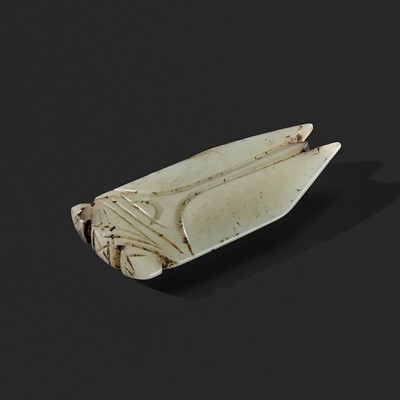 A PALE CELADON JADE CICADA, HAN DYNASTY