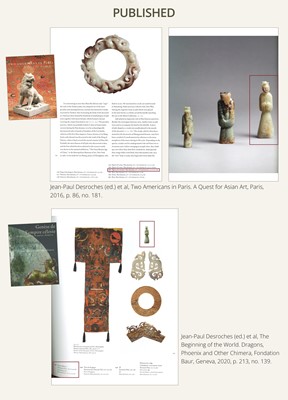 Lot 96 - AN EXCEEDINGLY RARE AND IMPORTANT GRAYISH-WHITE JADE FIGURE OF A COURT LADY, EARLY WESTERN HAN DYNASTY