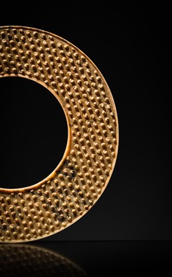 Lot 94 - A RARE YELLOW JADE DISK, BI, HAN DYNASTY