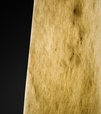 Lot 80 - A GREENISH-WHITE JADE CEREMONIAL AXE BLADE, YUE, LATE SHANG-WESTERN ZHOU DYNASTY