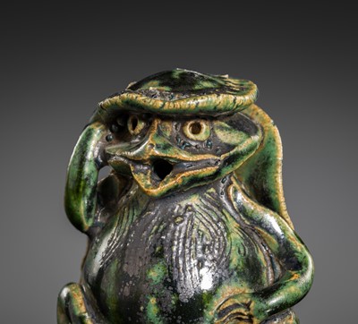 Lot 277 - A GREEN-GLAZED ‘KAPPA’ WATER DROPPER (SUITEKI), EDO PERIOD