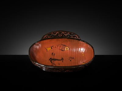 Lot 104 - A BROWN AND RED LACQUER ‘EAR’ CUP, ERBEI, WARRING STATES PERIOD TO WESTERN HAN DYNASTY