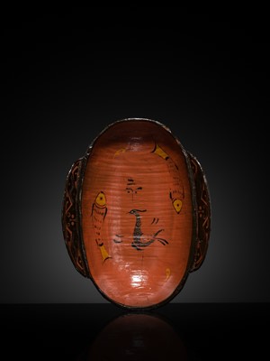 Lot 104 - A BROWN AND RED LACQUER ‘EAR’ CUP, ERBEI, WARRING STATES PERIOD TO WESTERN HAN DYNASTY