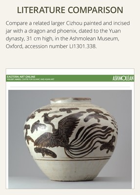 Lot 2 - A WELL-PAINTED AND INCISED CIZHOU ‘PEONY’ JAR, SONG-YUAN DYNASTY