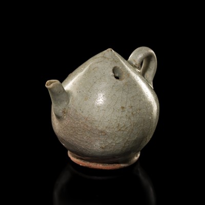 Lot 159 - A SMALL CELADON-GLAZED STONEWARE ‘PEACH’ WATER DROPPER, SOUTHERN SONG TO YUAN DYNASTY