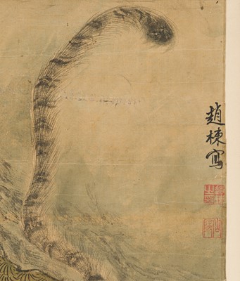 Lot 114 - A FINE PAINTING OF A TIGER, JOSEON DYNASTY, 17TH-19TH CENTURY