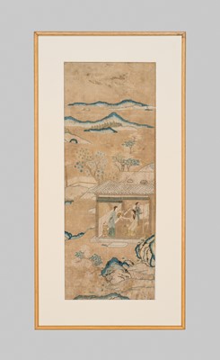 Lot 110 - AN EMBROIDERED SILK ‘LADIES AND BOYS’ PANEL, QING DYNASTY, 17TH-18TH CENTURY