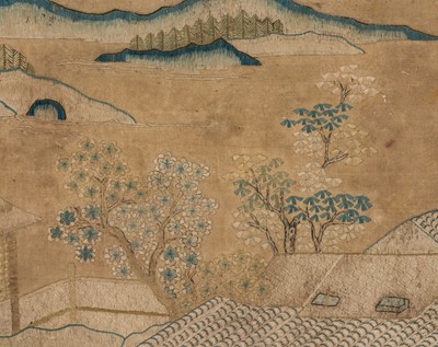 Lot 110 - AN EMBROIDERED SILK ‘LADIES AND BOYS’ PANEL, QING DYNASTY, 17TH-18TH CENTURY