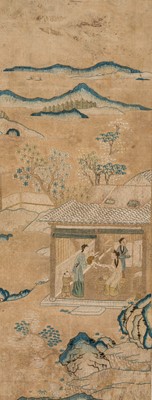 Lot 110 - AN EMBROIDERED SILK ‘LADIES AND BOYS’ PANEL, QING DYNASTY, 17TH-18TH CENTURY