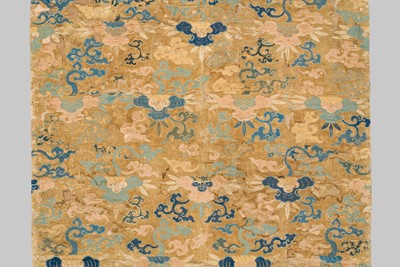 Lot 111 - A RARE AND FINE EMBROIDERED SILK PANEL, MING DYNASTY