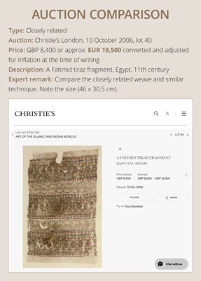 Lot 22 - A TIRAZ FRAGMENT, FATIMID PERIOD, 11TH CENTURY