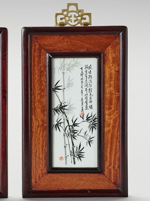 Lot 725 - FOUR SMALL ‘BAMBOO’ PORCELAIN PLAQUES