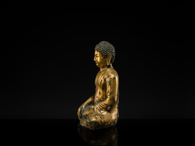 Lot 116 - A GILT-BRONZE FIGURE OF BUDDHA SHAKYAMUNI, UNIFIED SILLA PERIOD (668-935 AD), CIRCA LATE 9TH - EARLY 10TH CENTURY
