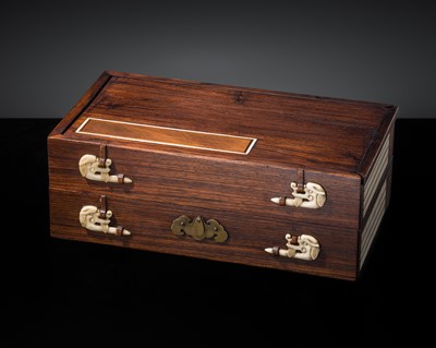 Lot 276 - A WOODEN ‘BOOK’ BOX AND COVER, QING DYNASTY