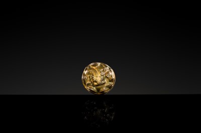 Lot 197 - A GILT-BRONZE TIGER-FORM ORNAMENT, HAN DYNASTY