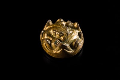 Lot 197 - A GILT-BRONZE TIGER-FORM ORNAMENT, HAN DYNASTY
