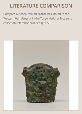 Lot 121 - A CAST BRONZE BELL FOR LIVESTOCK, WESTERN HAN DYNASTY