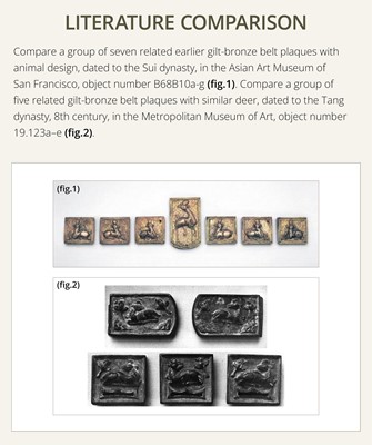 Lot 49 - A SET OF TEN GILT AND SILVERED COPPER REPOUSSÉ BELT PLAQUES, TANG TO LIAO DYNASTY