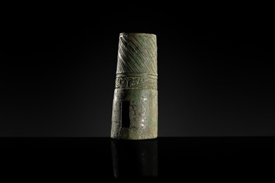 Lot 189 - A BRONZE CHARIOT-AXLE TUBULAR CAP FITTING, WESTERN ZHOU DYNASTY