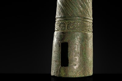 Lot 189 - A BRONZE CHARIOT-AXLE TUBULAR CAP FITTING, WESTERN ZHOU DYNASTY