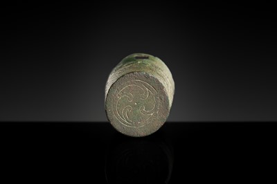 Lot 189 - A BRONZE CHARIOT-AXLE TUBULAR CAP FITTING, WESTERN ZHOU DYNASTY
