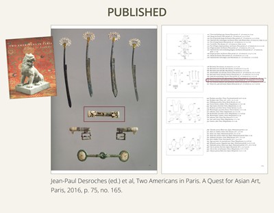 Lot 46 - A VERY RARE JADE AND BRONZE HARNESS ELEMENT, EASTERN ZHOU DYNASTY, WARRING STATES PERIOD