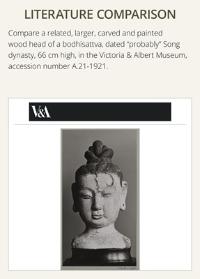 Lot 106 - A POLYCHROME AND CARVED WOOD BUST OF A BODHISATTVA, 1423 - 1455