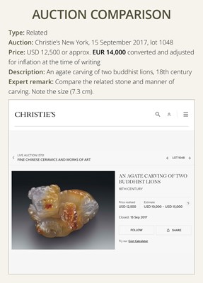 Lot 101 - AN AGATE FIGURE OF A MYTHICAL BEAST, 17TH-18TH CENTURY