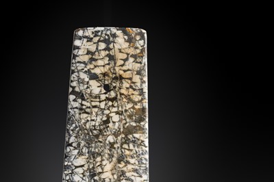 Lot 64 - A BLACK AND WHITE ‘STRIPED’ MARBLE AXE, YUE, LATE NEOLITHIC PERIOD-EARLY BRONZE AGE