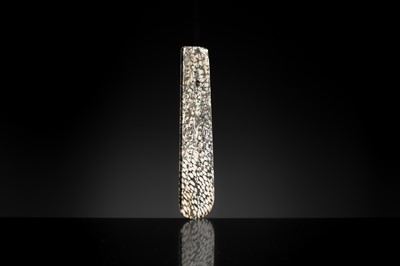 Lot 64 - A BLACK AND WHITE ‘STRIPED’ MARBLE AXE, YUE, LATE NEOLITHIC PERIOD-EARLY BRONZE AGE