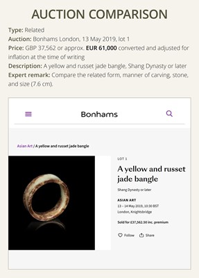 Lot 95 - A YELLOW AND RUSSET JADE ‘ROPE-TWIST’ BANGLE, HAN DYNASTY OR EARLIER