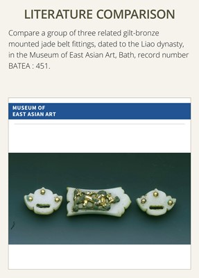 Lot 51 - A SET OF FIFTEEN WHITE JADE AND GILT-BRONZE HARNESS ELEMENTS, LIAO DYNASTY