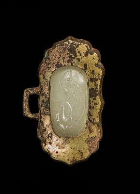 Lot 51 - A SET OF FIFTEEN WHITE JADE AND GILT-BRONZE HARNESS ELEMENTS, LIAO DYNASTY