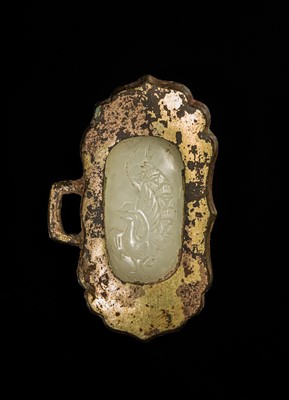 Lot 51 - A SET OF FIFTEEN WHITE JADE AND GILT-BRONZE HARNESS ELEMENTS, LIAO DYNASTY