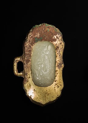 Lot 51 - A SET OF FIFTEEN WHITE JADE AND GILT-BRONZE HARNESS ELEMENTS, LIAO DYNASTY