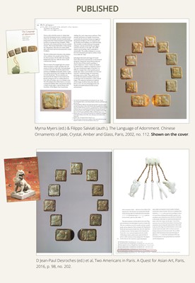 Lot 50 - A SET OF ELEVEN INCISED AND GILT JADE ‘IMMORTAL BANQUET’ BELT PLAQUES WITH GILT SILVER MOUNTS, LIAO DYNASTY