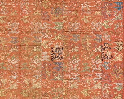 Lot 271 - A SILK KESA TEXTILE WITH DRAGONS, EDO PERIOD, 18TH CENTURY