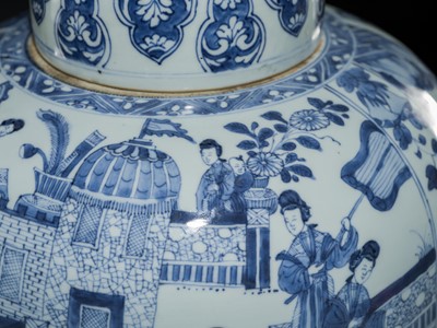 Lot 26 - A LARGE BLUE AND WHITE ‘LADIES’ JAR AND COVER, KANGXI PERIOD