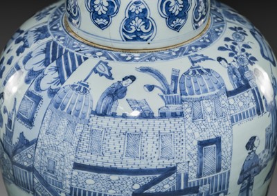 Lot 26 - A LARGE BLUE AND WHITE ‘LADIES’ JAR AND COVER, KANGXI PERIOD