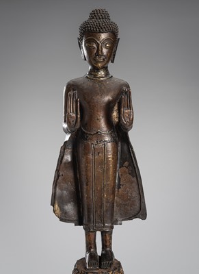 Lot 1326 - A BRONZE FIGURE OF BUDDHA, THAILAND, 19TH CENTURY