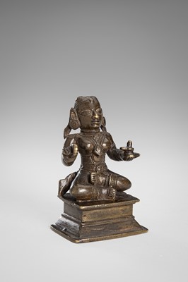 Lot 1259 - A BRONZE FIGURE OF LINGAYAT SAINT DANNAMA, INDIA, 19TH CENTURY