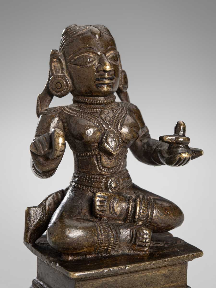 Lot 1259 - A BRONZE FIGURE OF LINGAYAT SAINT DANNAMA, INDIA, 19TH CENTURY