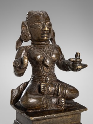 Lot 1259 - A BRONZE FIGURE OF LINGAYAT SAINT DANNAMA, INDIA, 19TH CENTURY