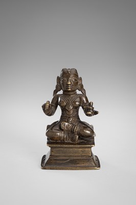 Lot 1259 - A BRONZE FIGURE OF LINGAYAT SAINT DANNAMA, INDIA, 19TH CENTURY
