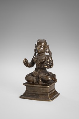 Lot 1259 - A BRONZE FIGURE OF LINGAYAT SAINT DANNAMA, INDIA, 19TH CENTURY